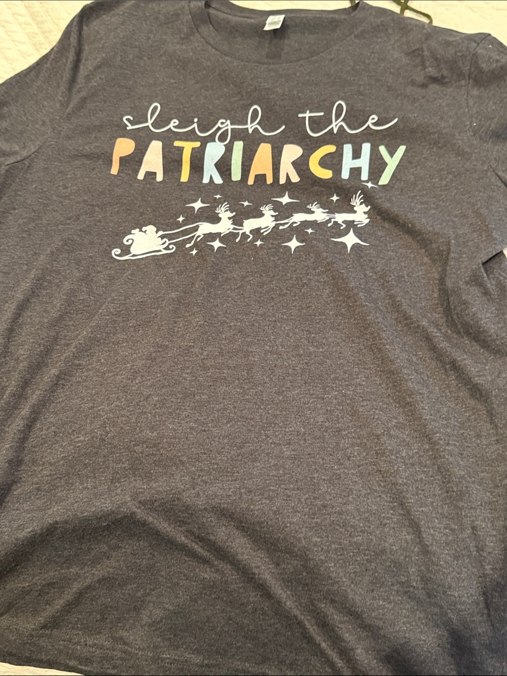Sleigh the Patriarchy Graphic Tee - Dark Heather Gray